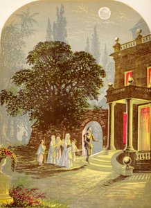 I pellegrini arrivano alla locanda, da Il progresso del pellegrino di John Bunyan, pubblicato c.1880 da Alexander Francis Lydon